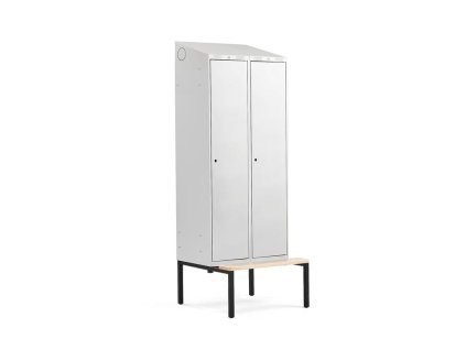 CLASSIC wardrobe, with bench, 2 sections, 2290x800x550 mm, gray