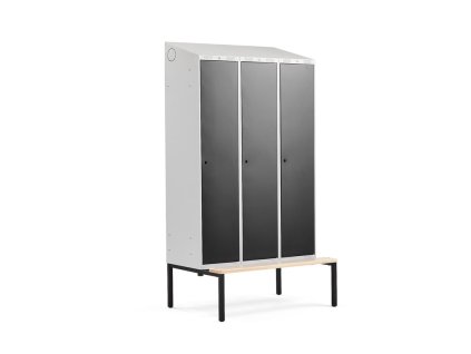 CLASSIC wardrobe, with bench, 3 sections, 2290x1200x550 mm, black