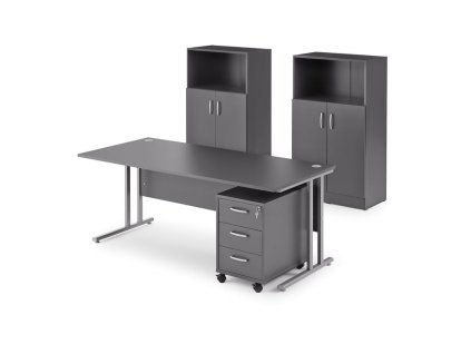 Flexus Büroset: Schreibtisch + Bürocontainer + 2 Schränke