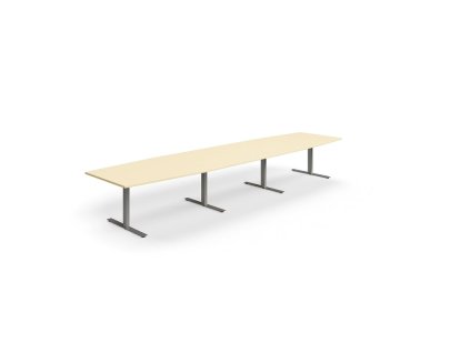 Conference table QBUS, oval, 4800x1200 mm, T-frame, silver frame, birch