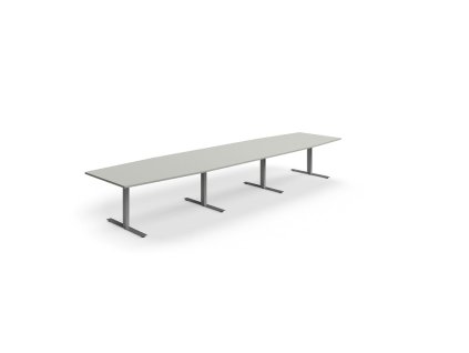 Conference table QBUS, oval, 4800x1200 mm, T-frame, silver frame, light gray