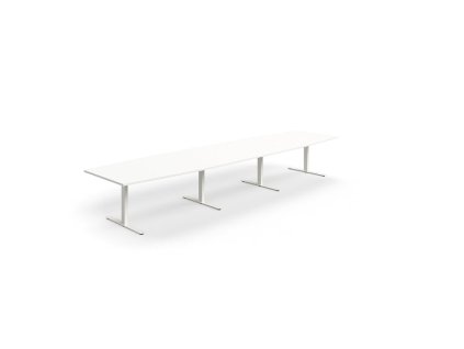 Conference table QBUS, oval, 4800x1200 mm, T-frame, white frame, white