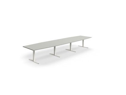 Conference table QBUS, oval, 4800x1200 mm, T-frame, white frame, light gray