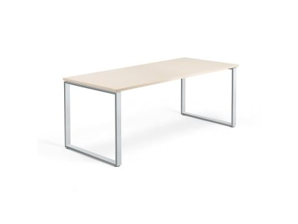 Office desk QBUS, O-frame, 1800x800 mm, birch/silver