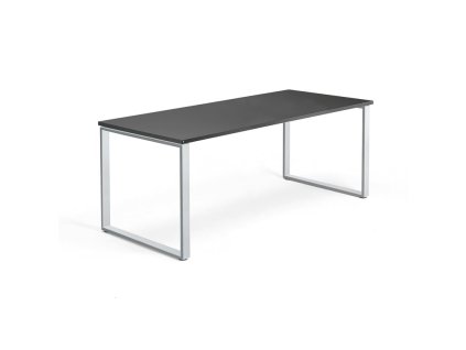 Büroschreibtisch QBUS, O-Gestell, 1800x800 mm, schwarz/silber
