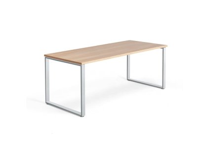 Kancelársky pracovný stôl QBUS, O-rám, 1800x800 mm, dub/strieborná