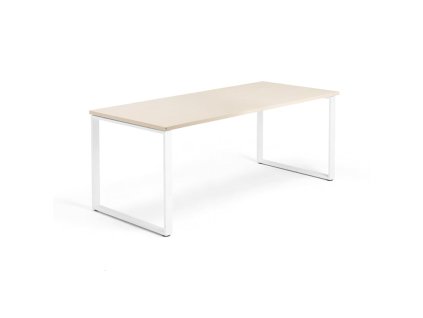 Kancelársky pracovný stôl QBUS, O-rám, 1800x800 mm, breza/biela