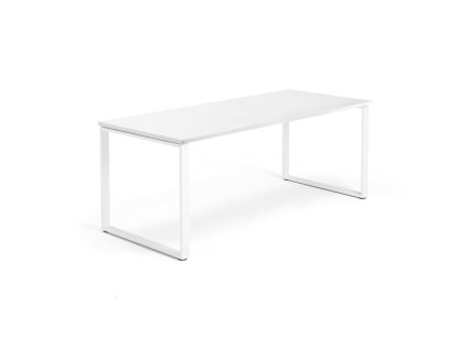 Büroschreibtisch QBUS, O-Gestell, 1800x800 mm, weiß/weiß