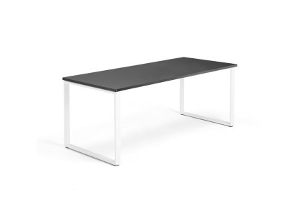 Büroschreibtisch QBUS, O-Gestell, 1800x800 mm, schwarz/weiß