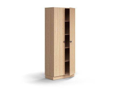 QBUS cabinet, 4 shelves, with plinth, with handle, 2020x800x420 mm, oak