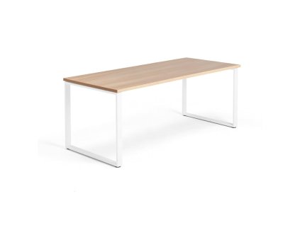 Kancelársky pracovný stôl QBUS, O-rám, 1800x800 mm, dub/biela
