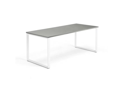 Kancelársky stôl QBUS, O-rám, 1800x800 mm, biela, svetlošedá