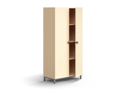 QBUS-Schrank, 3 Regale, auf Beinen, mit Griff, 1636x800x420 mm, Silber, Birke