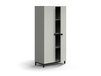 QBUS-Schrank, 3 Regale, auf Beinen, mit Griff, 1636x800x420 mm, schwarz, hellgrau