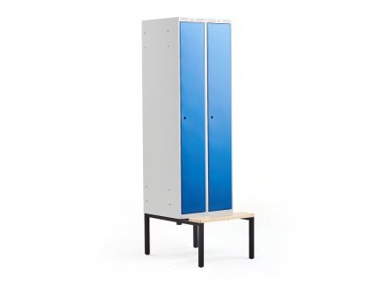 CLASSIC wardrobe, with bench, 2 sections, 2120x600x550 mm, blue
