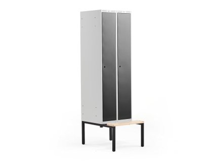 CLASSIC wardrobe, with bench, 2 sections, 2120x600x550 mm, black