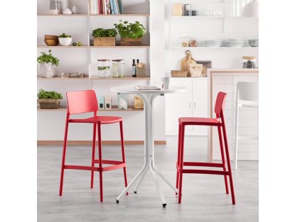 Furniture set: Various table + 2 Rio bar stools, red