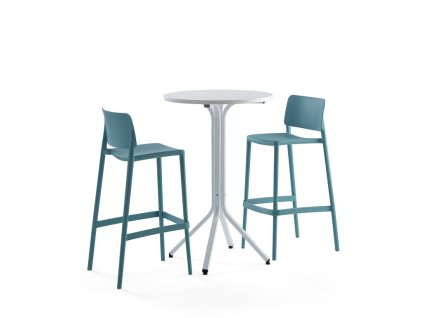 Furniture set: Various table + 2 Rio bar stools, turquoise