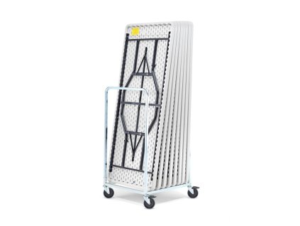 Trolley for transporting tables + 8 folding tables, 1530x760 mm