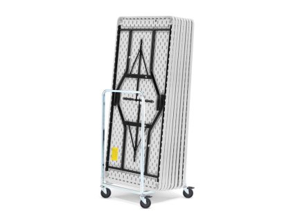Trolley for transporting tables + 8 folding tables, 1830x760 mm