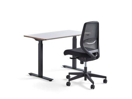 Furniture set: 1 white Novus table + 1 Marlow office chair
