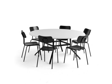 Furniture set: Various table + 6 Reno chairs, black