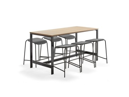 Meeting furniture set: Various table + 6 Attend chairs, anthracite