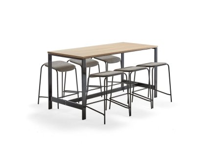 Meeting furniture set: Various table + 6 Attend chairs, beige