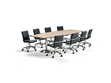 Set: Flexus table, 3200x1200 mm, beech + 8 Delta conference chairs
