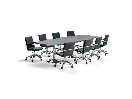 Set: Flexus table, 3200x1200 mm, gray + 8 Delta conference chairs