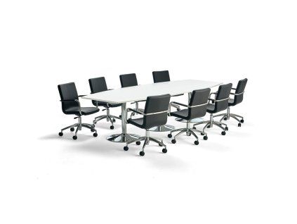 Set: Flexus table, 3200x1200 mm, white + 8 Delta conference chairs