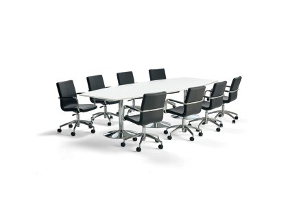 Szett: Flexus asztal, 3200x1200 mm, fehér + 8 db Delta konferenciaszék