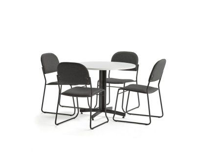 Set: Sanna table + 4 Dawson chairs, anthracite