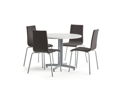 Set: Sanna table + 4 Melville chairs, dark gray
