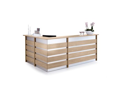 Complete INVITE reception desk, L-shaped corner, right, oak