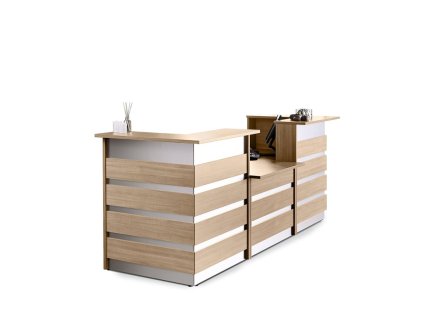 Complete INVITE reception desk, U shape, oak