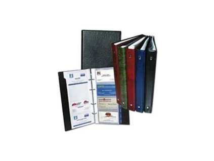 Tragbarer 4-Ring-Visitenkartenhalter für 80 Visitenkarten mit Register KARTON PP