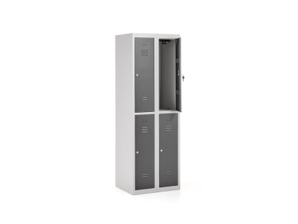 Wardrobe CLICK, 4 doors, dismantled, 2 sections, 1800x600x500 mm, gray frame, dark gray doors