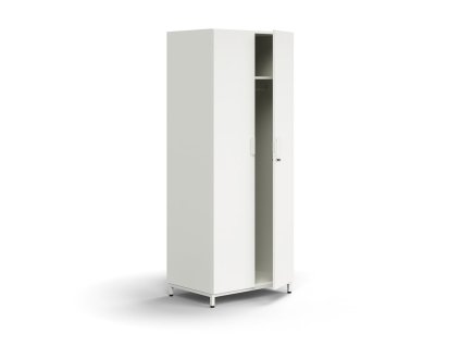 QBUS wardrobe, lockable, clothes rail + base, 2020x800x570 mm, white