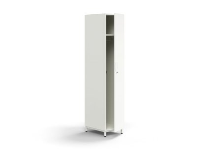 QBUS Kleiderschrank, abschließbar, Kleiderstange + Sockel, 2020x400x570 mm, weiß