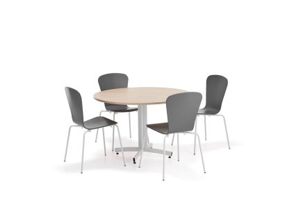 Möbelset SANNA + MILLA, 1 Tisch, 4 Stühle, weiß/anthrazit