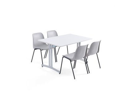 Furniture set SANNA + SIERRA, 1 table + 4 chairs, grey/black