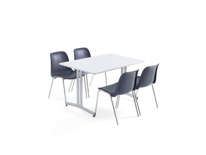 Furniture set SANNA + SIERRA, 1 table and 4 chairs, dark grey/chrome