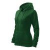 Trendy Zipper Sweatshirt women’s (Color bottle green, Size 2XL)