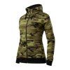 Camo Zipper Sweatshirt women’s camouflage (Color green, Size 2XL)