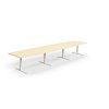 Conference table QBUS, oval, 4800x1200 mm, T-frame, white frame, birch