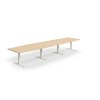 Conference table QBUS, oval, 4800x1200 mm, T-frame, white frame, oak
