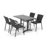 Furniture set: Piazza table + 4 Vienna rattan chairs, black