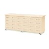 Chest of drawers with wheels, 24 drawers, with handle, birch