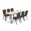 Dining set JAMIE+ HARTFORD, 1800x800 mm table, birch + 6 chairs, black leatherette
